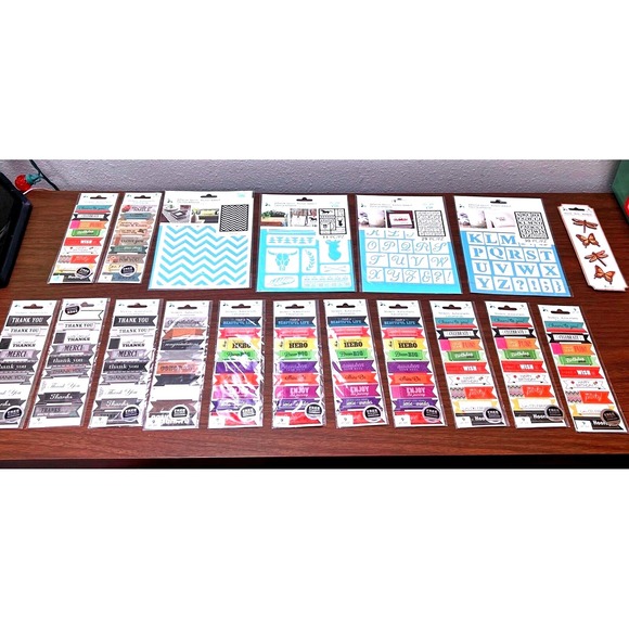 Lot Of 19 Momenta Adhesive Stencils 6" X 8" & Stickers Thank You Happy Birthday - Picture 1 of 16